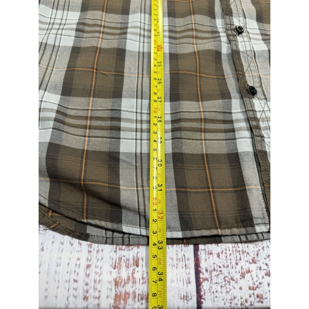 Free Spirt Koman Sports Long Sleeve Button Down Mens Size XL Brown Grey Plaid - Picture 6 of 7